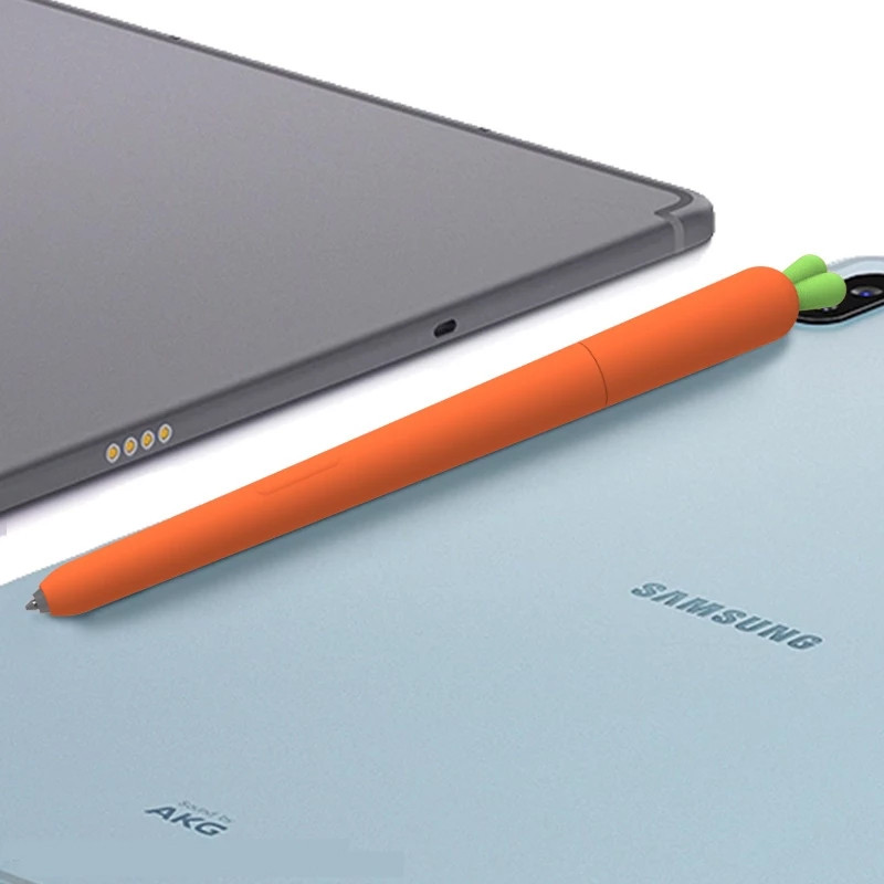 Sárgarépa Zöldségmodell Puha tok Szilikon burkolat Samsung Galaxy Tab S Pen S6 Lite S7 Tablet Stylus ceruzatartóhoz
