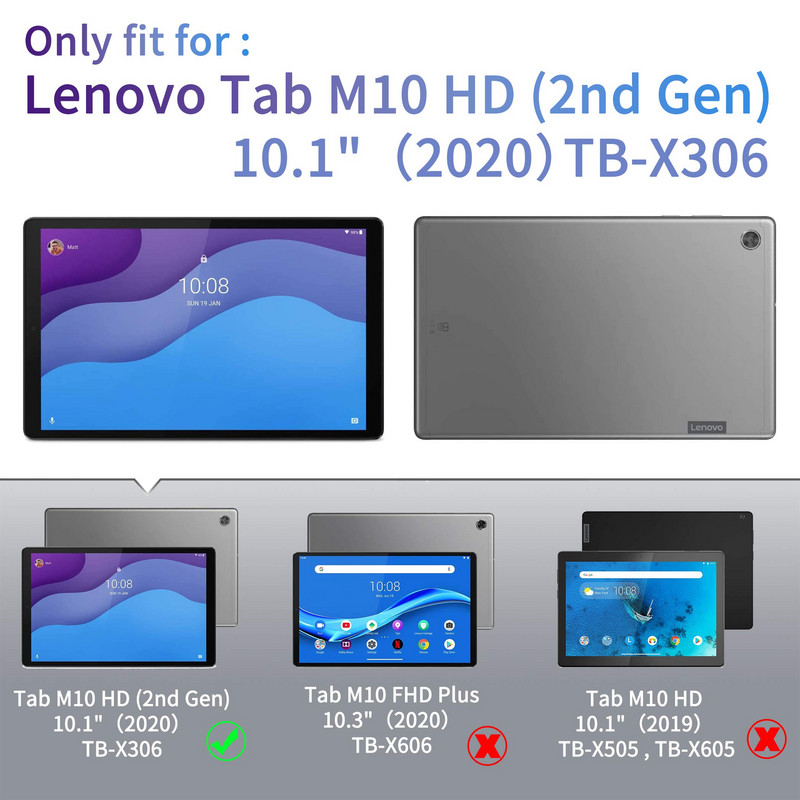 Torbica za Lenovo Tab M10 HD 10.1 (2. generacija) TB-X306X X306F M10 3. generacija TB328FU TB328XU PU kožna navlaka 360 rotirajuća torbica sa postoljem