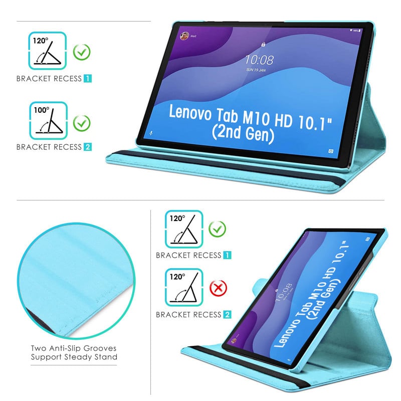 Torbica za Lenovo Tab M10 HD 10.1 (2. generacija) TB-X306X X306F M10 3. generacija TB328FU TB328XU PU kožna navlaka 360 rotirajuća torbica sa postoljem