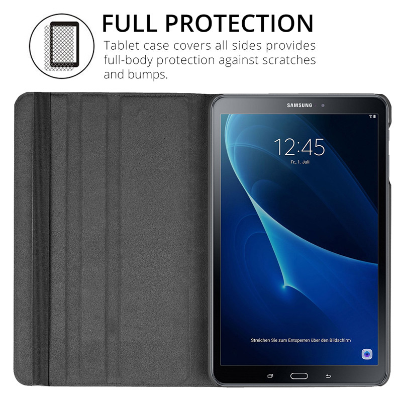 360 besisukantis dėklas Naujas, skirtas Samsung Galaxy Tab A 10.1 2016 Case T580 T585 SM-T580 SM-T585 stovo dangtelis PU odinis planšetinio kompiuterio dėklas