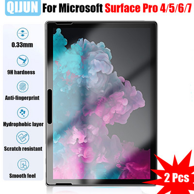 Planšetdatora stikls priekš Microsoft Surface Pro 4 5 6 7 Rūdīta plēve Viss iekļauts ekrāna aizsargs, cietināts, plaisu izturīgs 2 gab.