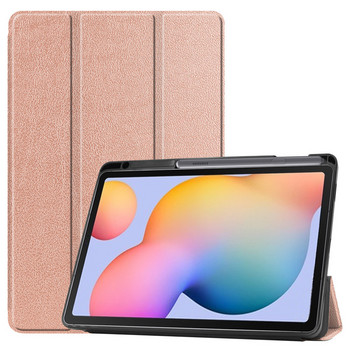 За Samsung Galaxy Tab S6 Lite 10,4 инча P610 P615 Калъф с държач за молив Тройна сгъваема стойка Калъф за таблет Обвивка за Tab S6 Lite 2022