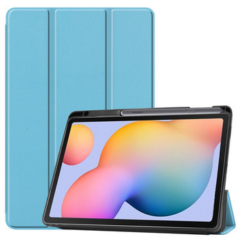 За Samsung Galaxy Tab S6 Lite 10,4 инча P610 P615 Калъф с държач за молив Тройна сгъваема стойка Калъф за таблет Обвивка за Tab S6 Lite 2022