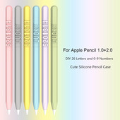 Slatka silikonska pernica u boji bombona za Apple Pencil 2/1 za iPad Tablet Touch Pen Smiješna DIY Letter Number Zaštitna maska