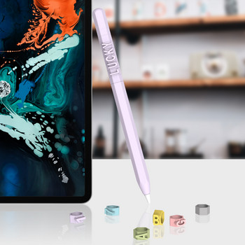 Сладък силиконов калъф за молив в цвят бонбон за Apple Pencil 2/1 за iPad Tablet Touch Pen Забавен DIY Letter Number Защитен капак