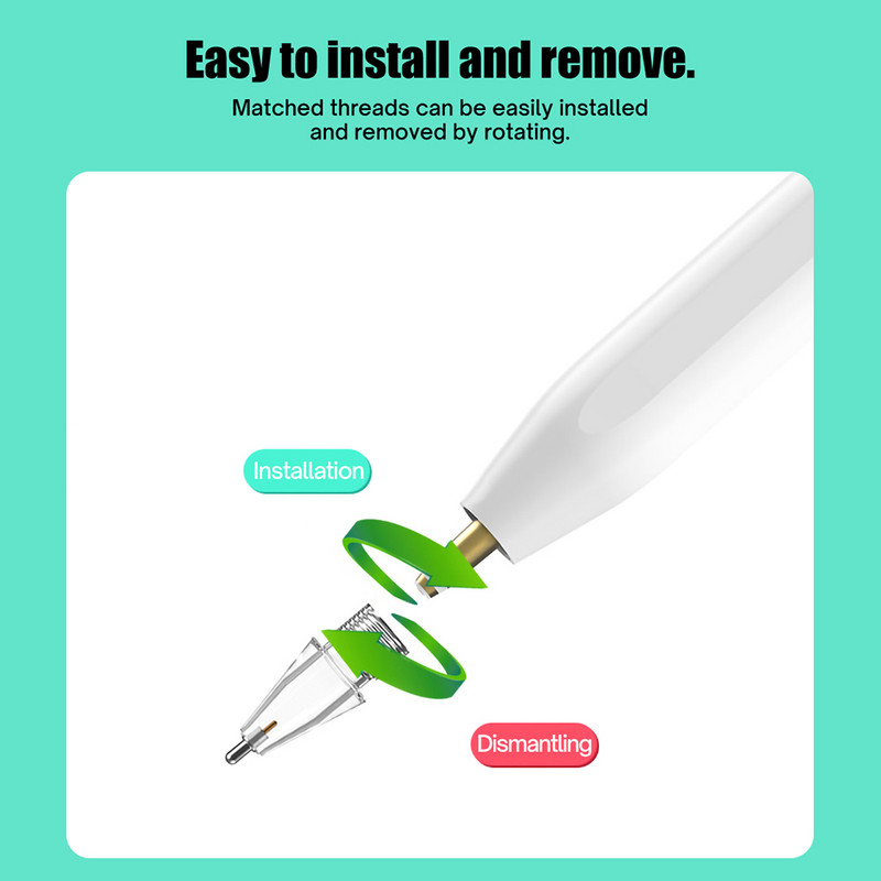 Zamjena metalnih vrhova za Apple Pencil 1. 2. generacije iPad Stylus Transparent 4.0 dvoslojna olovka s dodirnim zaslonom