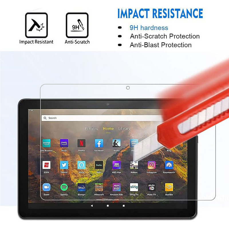 2 bucăți de protecție pentru ecran din sticlă temperată anti zgârieturi pentru Amazon Kindle Fire HD 10 2015 2019 2021 Film de protecție a 5-a a 9-a a 11-a generație