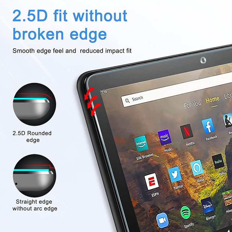 2 bucăți de protecție pentru ecran din sticlă temperată anti zgârieturi pentru Amazon Kindle Fire HD 10 2015 2019 2021 Film de protecție a 5-a a 9-a a 11-a generație