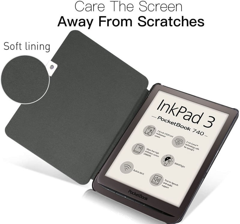 Husă subțire pentru eReader color PocketBook 740/740 Pro/740 de 7,8 inchi - Husă din piele premium din spate cu film de protecție automată