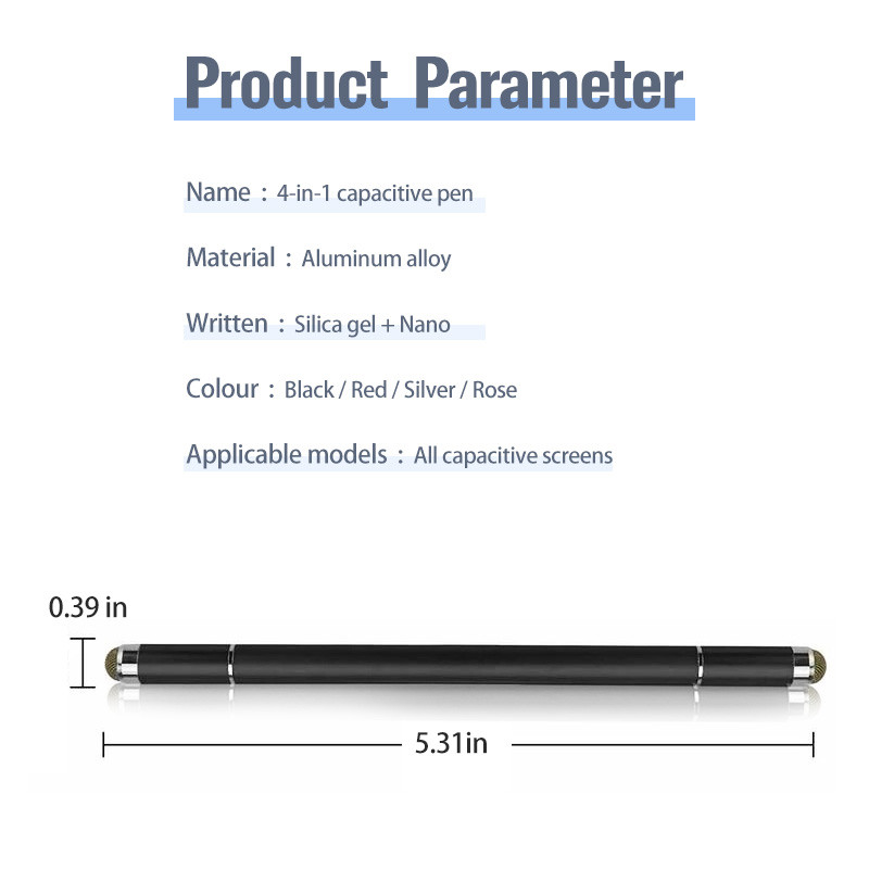 FONKEN Stylus Pen Xiaomi Redmi viedtālruņa zīmuļa ekrāna pildspalva planšetdatora skārienpildspalva 4-in-1 zīmēšanas pildspalva iPad ierīcēm Samsung HP Pen