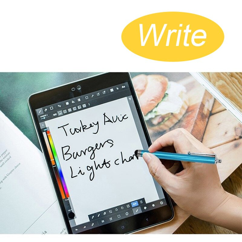 Fém kapacitív toll érintőképernyős okostelefon diák táblagép univerzális kézírásos toll kéz a kézben rajztollal
