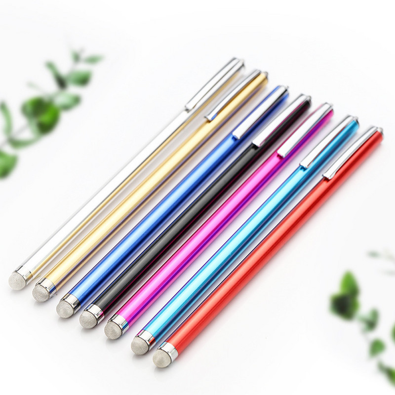 5 bucăți/lot pixuri metalice capacitive lungi din fibră de plasă din plasă universală pentru Iphone, Ipad, Samsung, ecrane tactile, tabletă pentru telefon inteligent