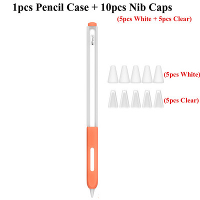 Clear Protective Case Grip Hold για Apple Pencil 2ης γενιάς Κάλυμμα μανικιών, με επιπλέον 10 τμχ Καπέλα μύτης (5 λευκά και 5 διάφανα)