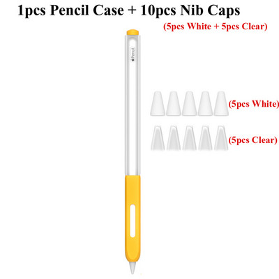 Clear Protective Case Grip Hold για Apple Pencil 2ης γενιάς Κάλυμμα μανικιών, με επιπλέον 10 τμχ Καπέλα μύτης (5 λευκά και 5 διάφανα)