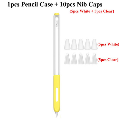 Clear Protective Case Grip Hold για Apple Pencil 2ης γενιάς Κάλυμμα μανικιών, με επιπλέον 10 τμχ Καπέλα μύτης (5 λευκά και 5 διάφανα)