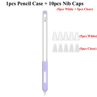 Clear Protective Case Grip Hold για Apple Pencil 2ης γενιάς Κάλυμμα μανικιών, με επιπλέον 10 τμχ Καπέλα μύτης (5 λευκά και 5 διάφανα)