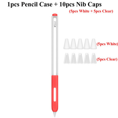 Clear Protective Case Grip Hold για Apple Pencil 2ης γενιάς Κάλυμμα μανικιών, με επιπλέον 10 τμχ Καπέλα μύτης (5 λευκά και 5 διάφανα)