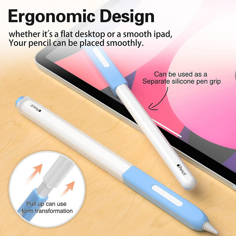 Clear Protective Case Grip Hold για Apple Pencil 2ης γενιάς Κάλυμμα μανικιών, με επιπλέον 10 τμχ Καπέλα μύτης (5 λευκά και 5 διάφανα)