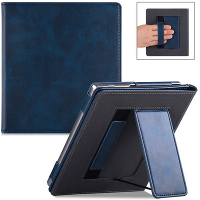 Kindle Oasis futrālis (7 collas — Oasis 9./10. paaudze) — PU ādas aizsargapvalks ar rokas siksniņu/statīvu un automātisko miega režīmu/modināšanu