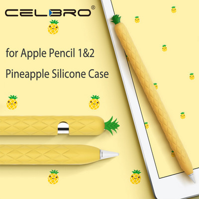 Minkšta ananasų silikoninė rankovė, skirta „Apple Pencil“ 1 pieštuko 2 pieštuko dėklas, planšetinis kompiuteris jutiklinis rašiklio dangtelis Cartoon mielas pieštuko maišelis