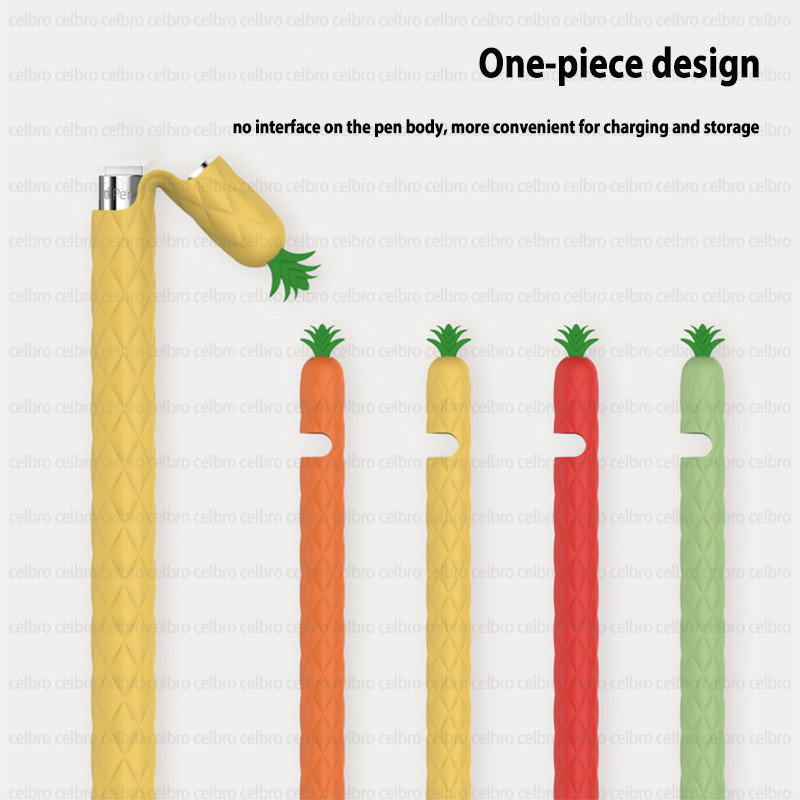 Minkšta ananasų silikoninė rankovė, skirta „Apple Pencil“ 1 pieštuko 2 pieštuko dėklas, planšetinis kompiuteris jutiklinis rašiklio dangtelis Cartoon mielas pieštuko maišelis