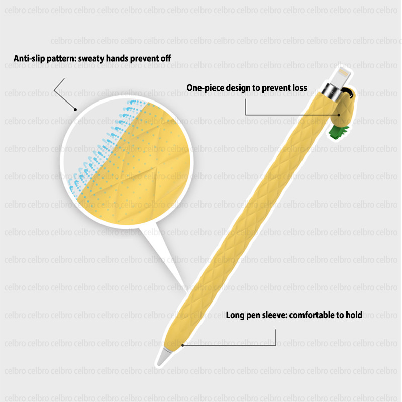 Minkšta ananasų silikoninė rankovė, skirta „Apple Pencil“ 1 pieštuko 2 pieštuko dėklas, planšetinis kompiuteris jutiklinis rašiklio dangtelis Cartoon mielas pieštuko maišelis