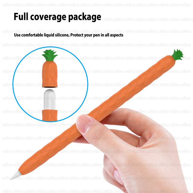 Minkšta ananasų silikoninė rankovė, skirta „Apple Pencil“ 1 pieštuko 2 pieštuko dėklas, planšetinis kompiuteris jutiklinis rašiklio dangtelis Cartoon mielas pieštuko maišelis
