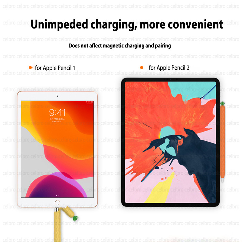 Minkšta ananasų silikoninė rankovė, skirta „Apple Pencil“ 1 pieštuko 2 pieštuko dėklas, planšetinis kompiuteris jutiklinis rašiklio dangtelis Cartoon mielas pieštuko maišelis
