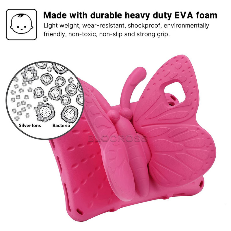 Biztonságos EVA táblagéptok gyerekeknek, 10,5 hüvelykes Samsung Galaxy Tab A8 2022 SM-X200 SM-X205 pillangós állványborítás Tab A7 Lite 8.7 2020-hoz