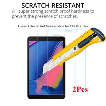 2 бр./Опаковка Скрийн протектор за Samsung Galaxy Tab A 8.0 2019 с S Pen SM-P200 P205 HD 0.33MM Прозрачно стъкло за таблет SM P200