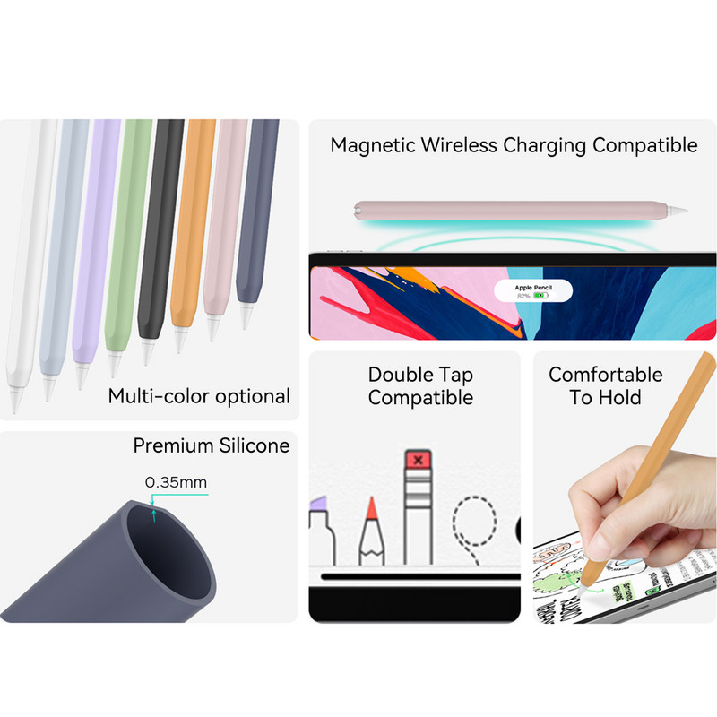 Sjajna pernica za Apple Pencil 2 Mekana silikonska zaštitna maska iPad Pencil Skin Za fluorescentnu Apple Pencil Funda