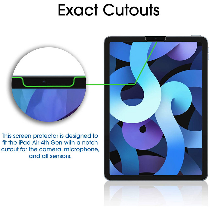 (2 pakki) karastatud klaas Apple iPad Air 10.9 2020 4. põlvkonna Air4 A2072 A2316 A2324 A2325 ekraani kaitsekile jaoks