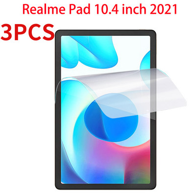 3PCS PET meka folija za Realme Pad RealmePad 10.4" 2021 prozirna hidrogel puna meka folija za zaštitu zaslona protiv otisaka prstiju