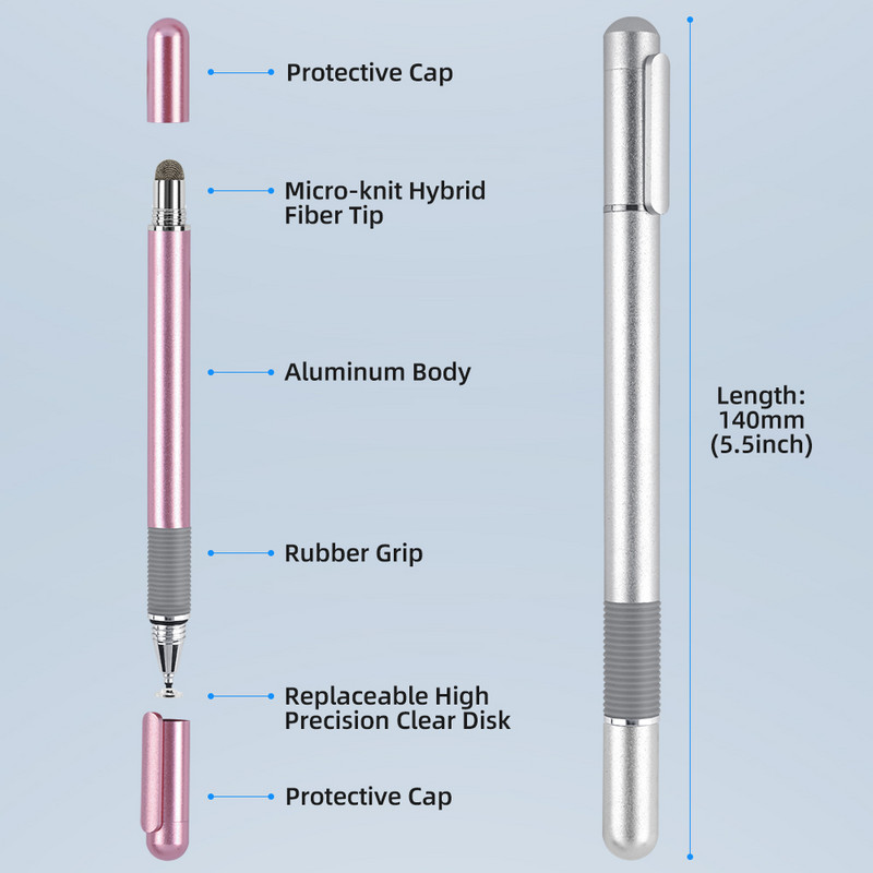 Univerzális 2 az 1-ben Stylus Pen Rajz tábla Tollak Kapacitív képernyős érintőtoll Android mobiltelefonokhoz Okos ceruza tartozékok