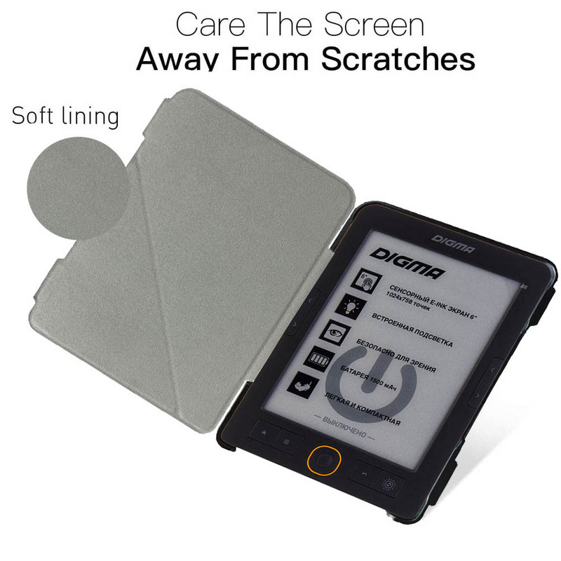 Kiváló minőségű vékony tok Digma K1 ebook olvasóhoz Bőr borítás Ultra vékony, könnyű, kemény hátú védőtok a Digma K2 készülékhez