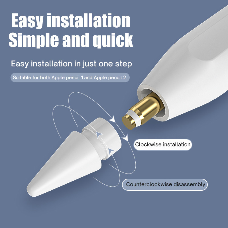 2021 New Pencil Tips for Apple Pencil 1 2, Double-Layered Paperfeel Damping Noise Reducing Apple Pencil Nib Replacement 애플펜슬 펜촉