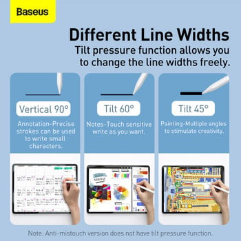 Baseus 2 бр. Накрайници за моливи за Apple Pencil 1-во 2-ро поколение Накрайници за Apple Pencil Стилус за перо за iPad Pencil Pen Резервен писец