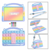 Szivárványmintás fogantyú szilikon tok iPad Minihez 5 6 Air 1 2 3 4 10,5 10,9 10,2 2019 2020 Pro 11 2021 9,7 2018 2017 Kids Cover