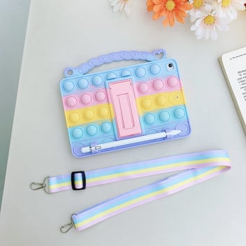 Rainbow Pattern Handle Case Silicone For iPad Mini 5 6 Air 1 2 3 4 10.5 10.9 10.2 2019 2020 Pro 11 2021 9.7 2018 2017 Kids Cover