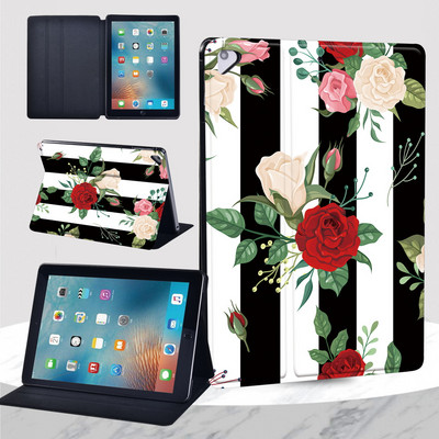 2022 Air 5 tok Apple IPad Air 1 2 9,7"/Air 3 10,5"/Air 4 10,9" virágnyomat leesésgátló állványhoz, bőr táblagép védőburkolat