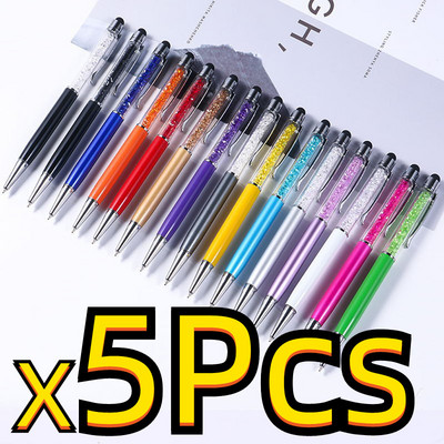 5-20бр. Универсален 2 в 1 Crystal Stylus Pen Capacitive Touch Screen Diamond Химикалка за Apple IPhone Ipad Samsung Huawei