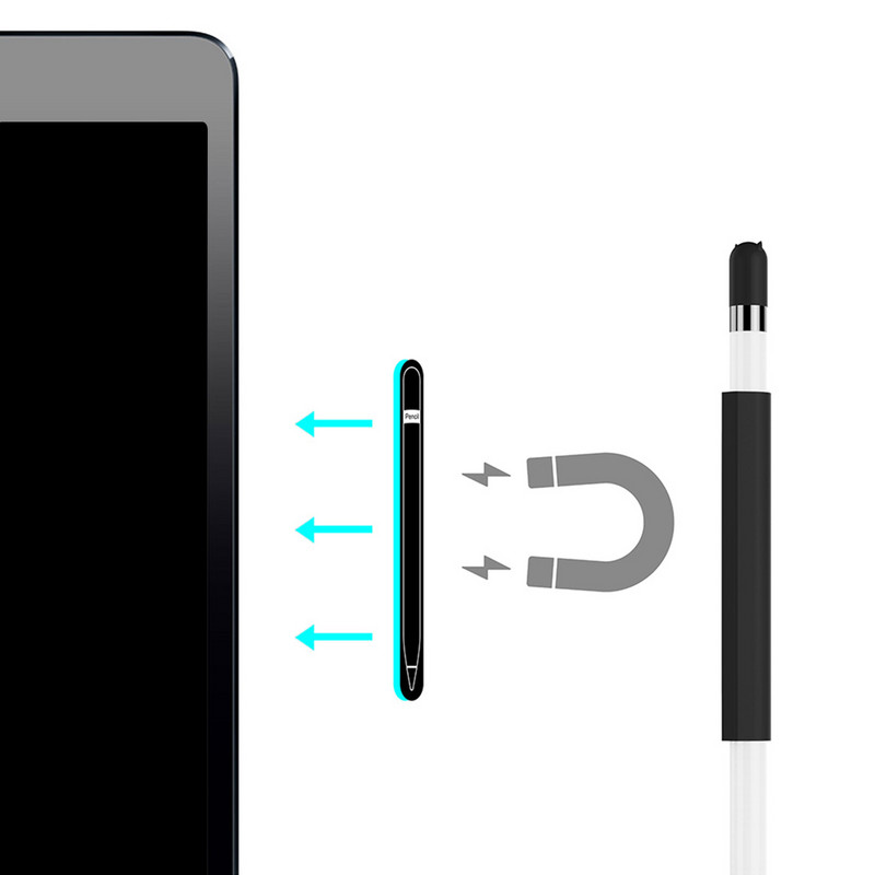 Mīksta silikona magnētiskā roktura turētāja piedurknes aizsargapvalks ar uzgali Apple Pencil iPencil Stylus pildspalvas piederumiem
