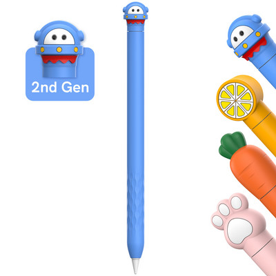 Carcasă din silicon pentru creion capacitiv din seria animalelor de desene animate pentru Apple Pencil, a doua, husă cu stilou din silicon pentru Apple Pencil, a doua generație