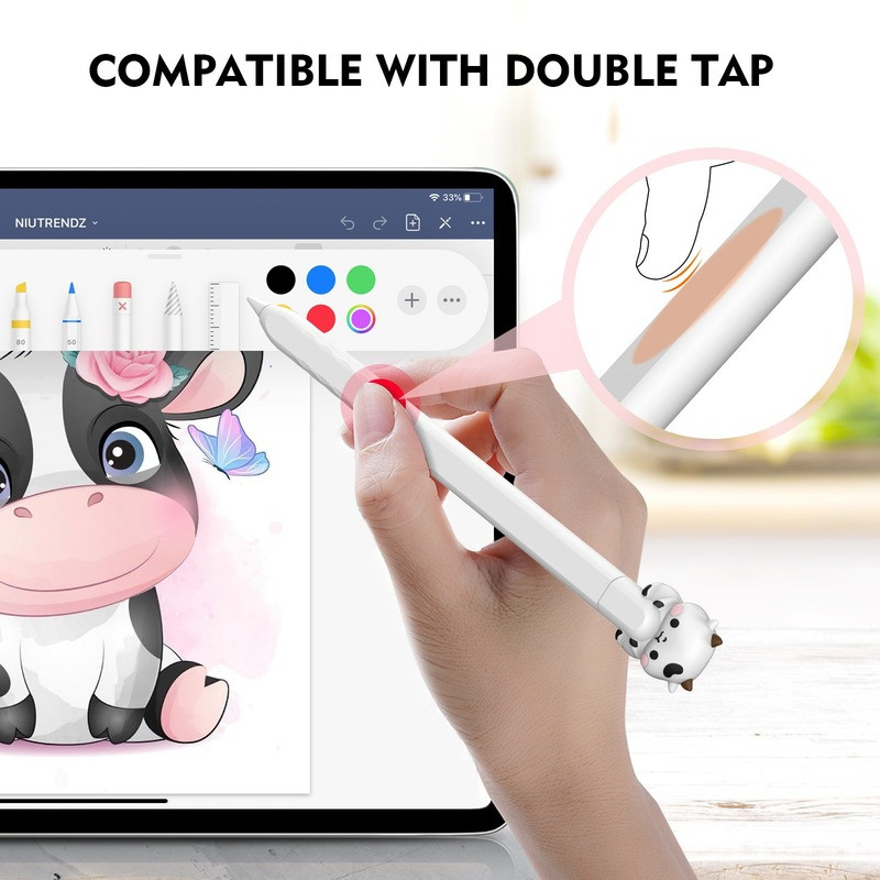 Carcasă din silicon pentru creion capacitiv din seria animalelor de desene animate pentru Apple Pencil, a doua, husă cu stilou din silicon pentru Apple Pencil, a doua generație