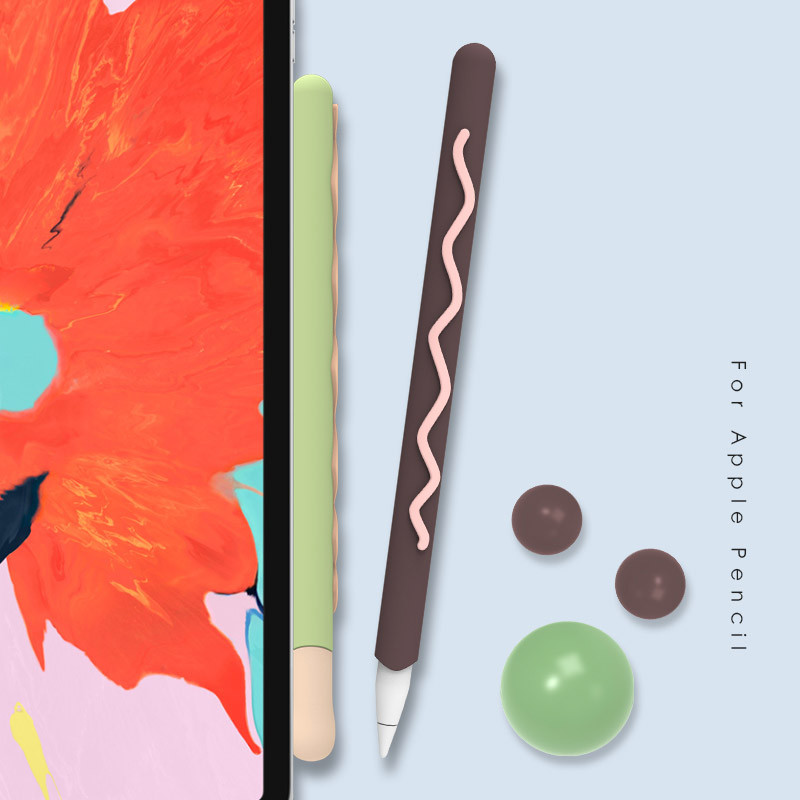 Cute Cookies Silikona zīmuļa futrālis Apple Pencil 2/1 maciņš iPad planšetdatora skārienpildspalvai Stylus karikatūras aizsarguzmavas vāciņš