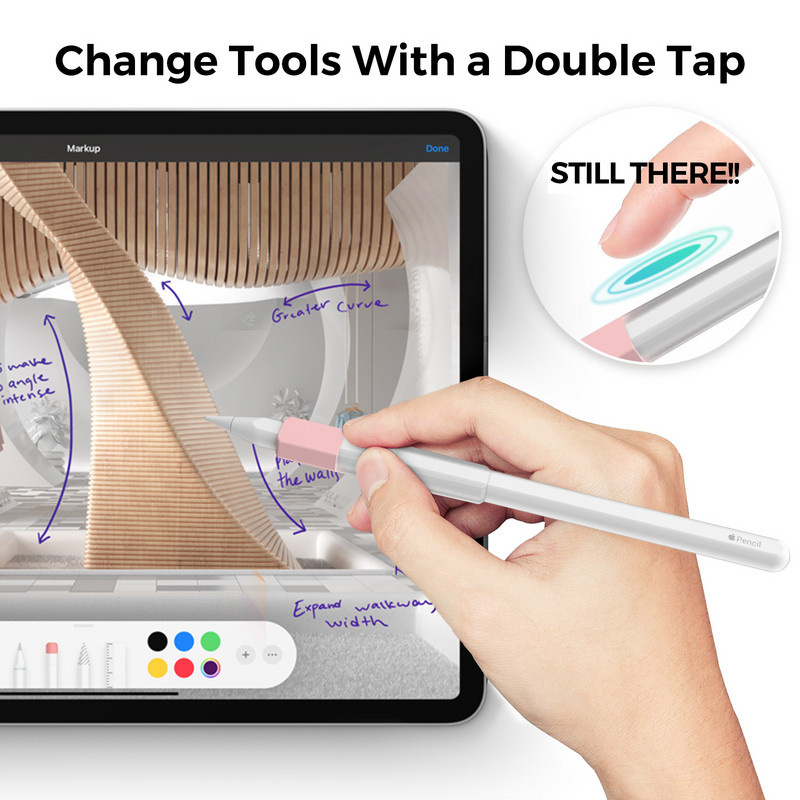 Silikonska maska ​​za olovku za Apple Pencil 2 ​Touch Screen Pen Grip Case otporna na udarce, protiv ogrebotina, neklizajuća zaštitna navlaka za olovku