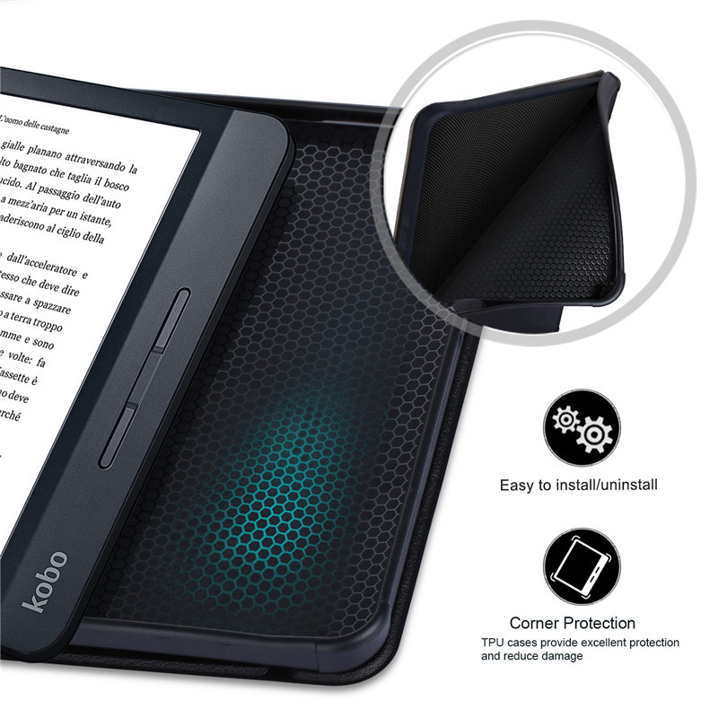 Kobo Forma tok Kobo Sage PU bőr puha TPU Ereader Smart Cover Kobo Libra 2 tok Kobo Libra H2O Coque Funda tokhoz