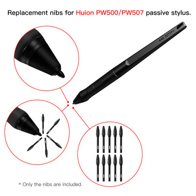 Huion PN05 10 bucăți vârfuri de schimb pentru stilouri compatibile cu tableta grafică de desen PW500/PW507 Stylus negru