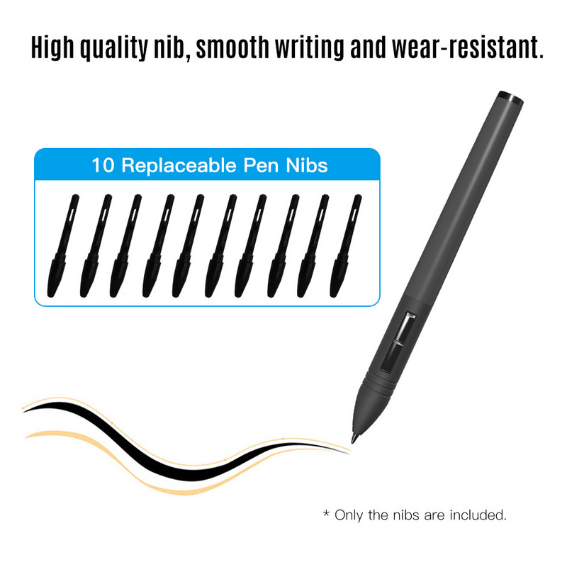 Huion PN05 10 bucăți vârfuri de schimb pentru stilouri compatibile cu tableta grafică de desen PW500/PW507 Stylus negru