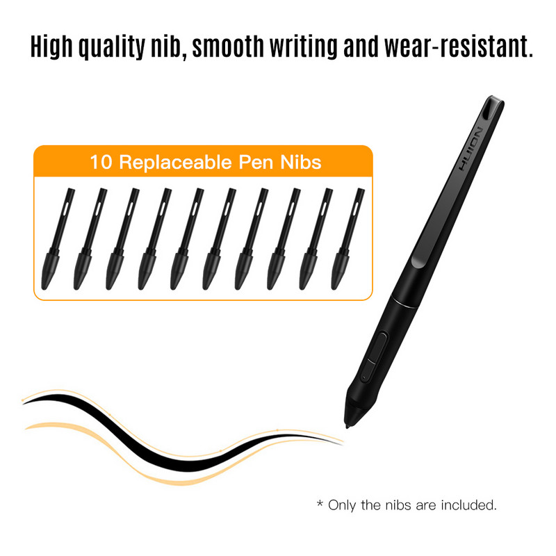 Huion PN05 10 bucăți vârfuri de schimb pentru stilouri compatibile cu tableta grafică de desen PW500/PW507 Stylus negru